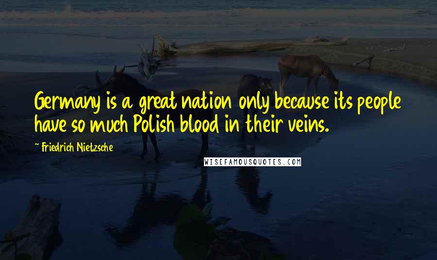 Friedrich Nietzsche Quotes: Germany is a great nation only because its people have so much Polish blood in their veins.