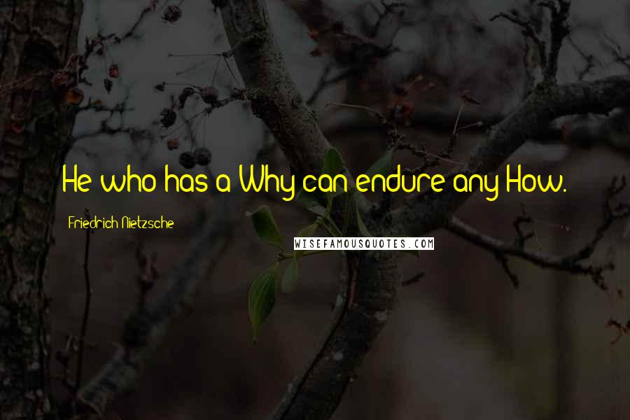 Friedrich Nietzsche Quotes: He who has a Why can endure any How.