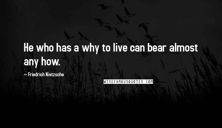 Friedrich Nietzsche Quotes: He who has a why to live can bear almost any how.