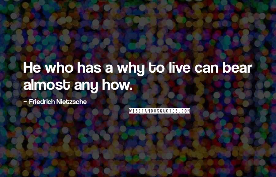 Friedrich Nietzsche Quotes: He who has a why to live can bear almost any how.