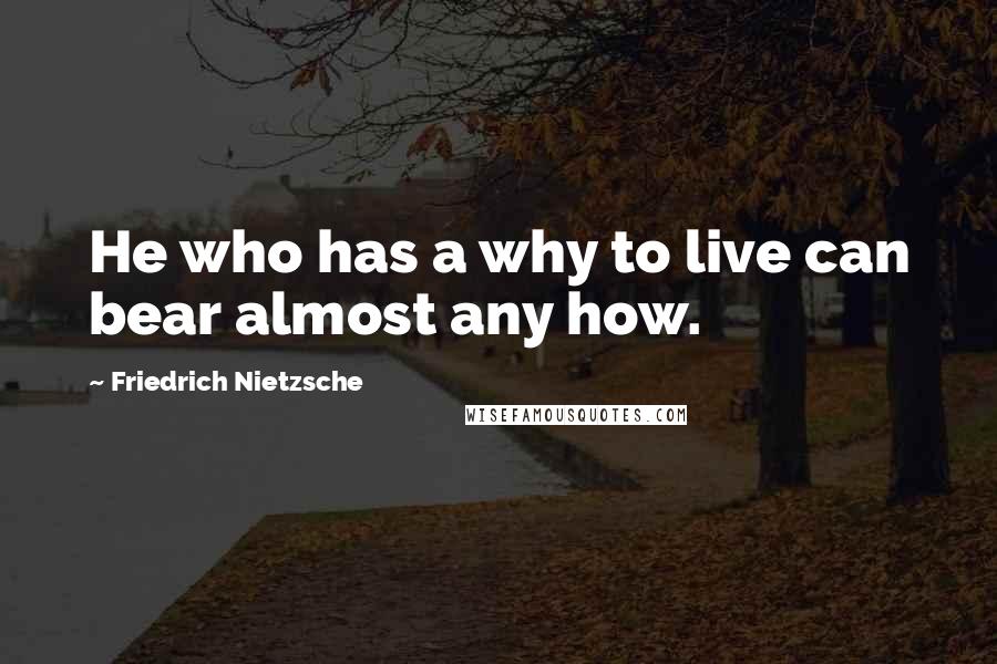 Friedrich Nietzsche Quotes: He who has a why to live can bear almost any how.