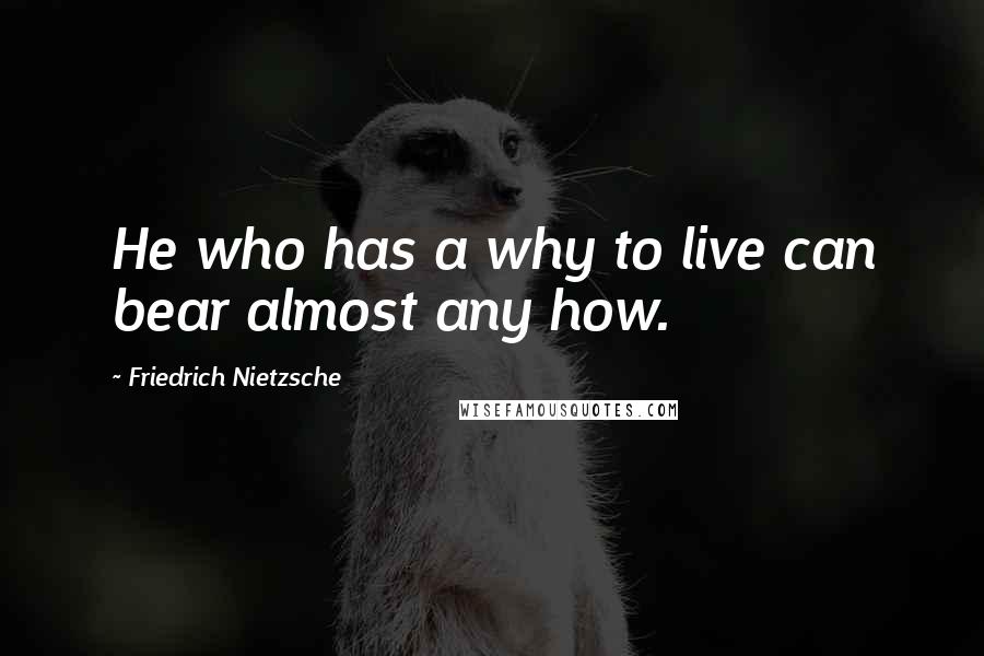 Friedrich Nietzsche Quotes: He who has a why to live can bear almost any how.