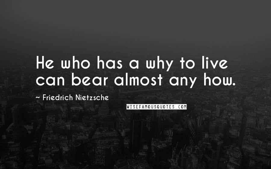 Friedrich Nietzsche Quotes: He who has a why to live can bear almost any how.