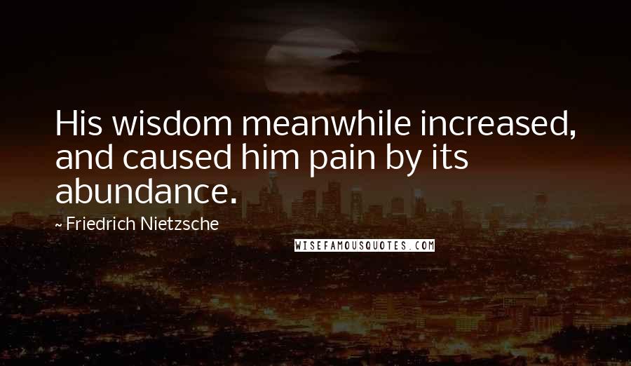 Friedrich Nietzsche Quotes: His wisdom meanwhile increased, and caused him pain by its abundance.