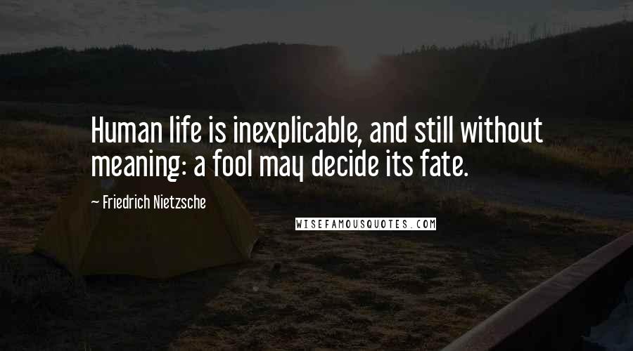 Friedrich Nietzsche Quotes: Human life is inexplicable, and still without meaning: a fool may decide its fate.