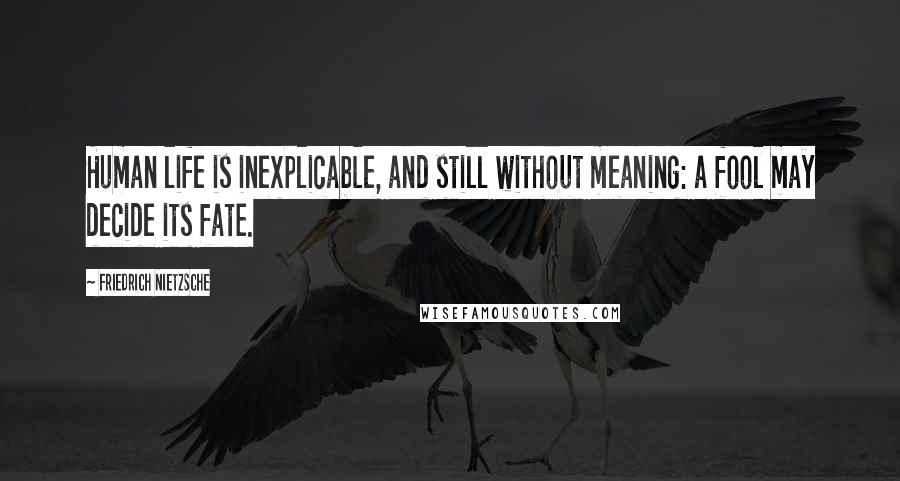 Friedrich Nietzsche Quotes: Human life is inexplicable, and still without meaning: a fool may decide its fate.