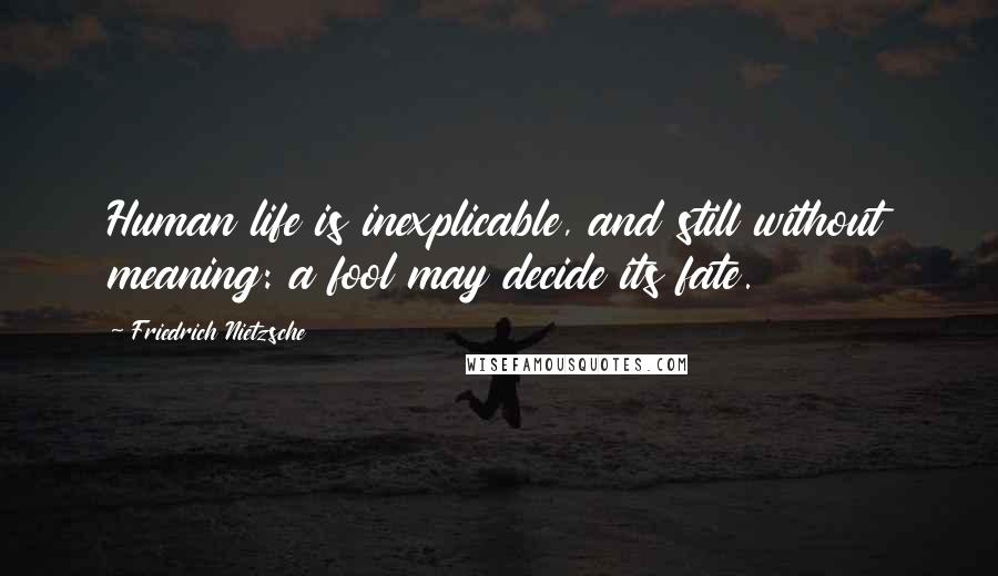 Friedrich Nietzsche Quotes: Human life is inexplicable, and still without meaning: a fool may decide its fate.