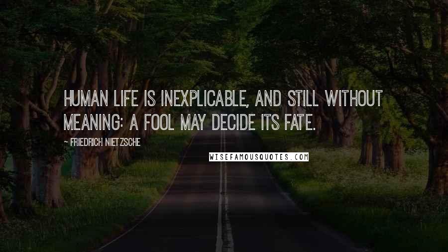 Friedrich Nietzsche Quotes: Human life is inexplicable, and still without meaning: a fool may decide its fate.