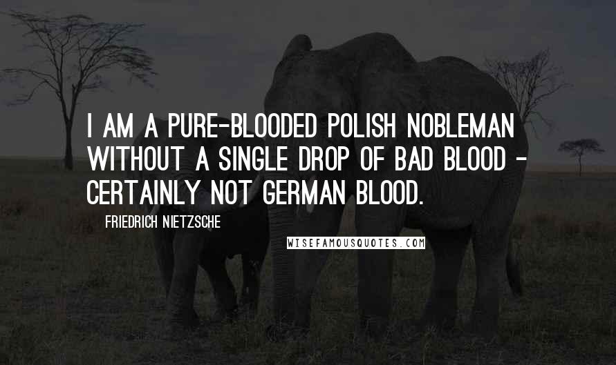 Friedrich Nietzsche Quotes: I am a pure-blooded Polish nobleman without a single drop of bad blood - certainly not German blood.