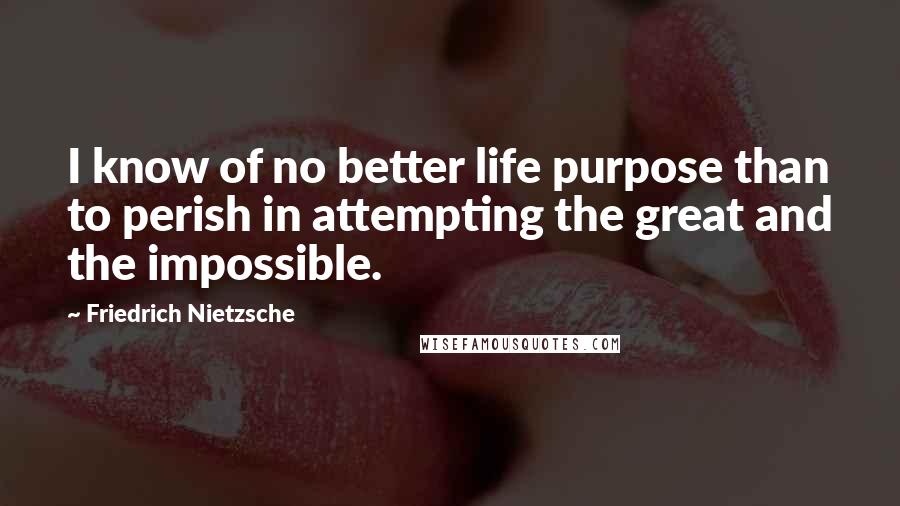 Friedrich Nietzsche Quotes: I know of no better life purpose than to perish in attempting the great and the impossible.