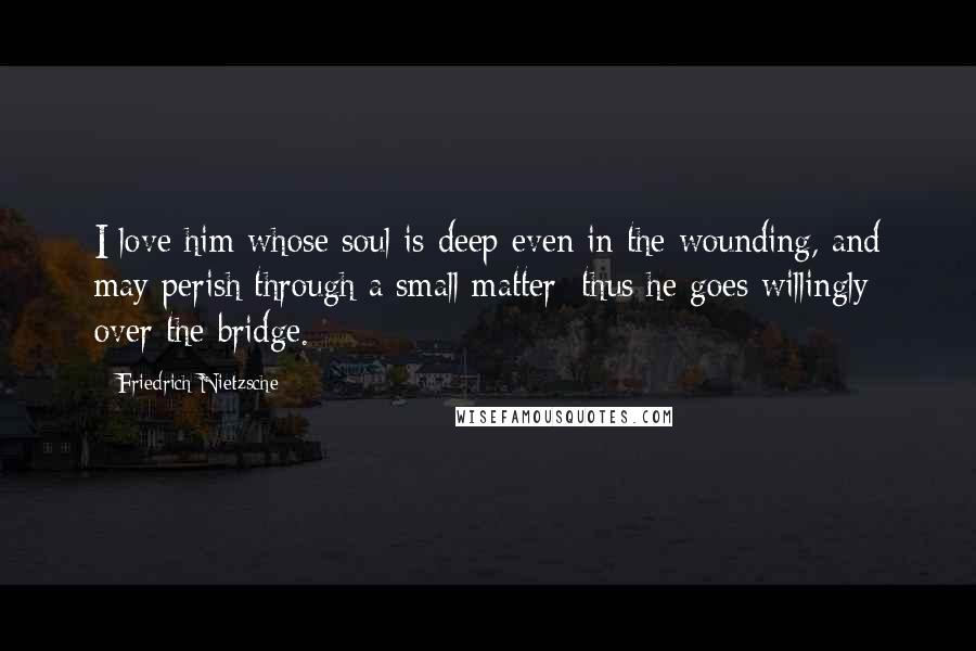 Friedrich Nietzsche Quotes: I love him whose soul is deep even in the wounding, and may perish through a small matter: thus he goes willingly over the bridge.