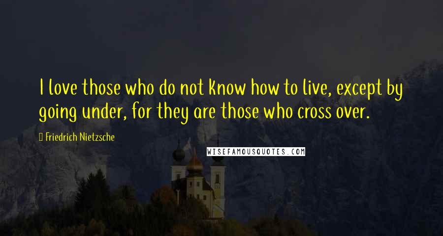 Friedrich Nietzsche Quotes: I love those who do not know how to live, except by going under, for they are those who cross over.