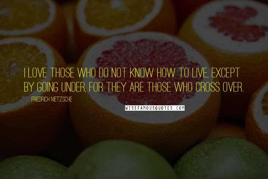 Friedrich Nietzsche Quotes: I love those who do not know how to live, except by going under, for they are those who cross over.