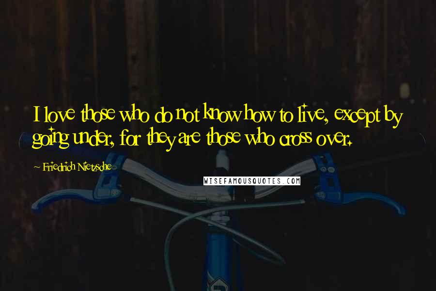 Friedrich Nietzsche Quotes: I love those who do not know how to live, except by going under, for they are those who cross over.