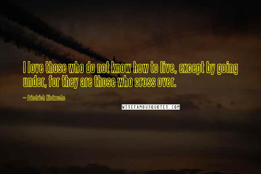 Friedrich Nietzsche Quotes: I love those who do not know how to live, except by going under, for they are those who cross over.