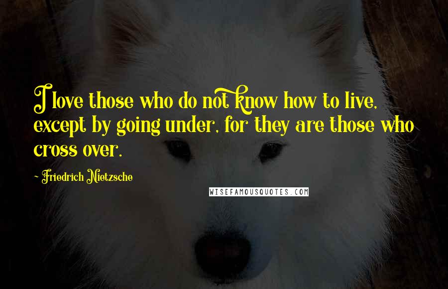 Friedrich Nietzsche Quotes: I love those who do not know how to live, except by going under, for they are those who cross over.