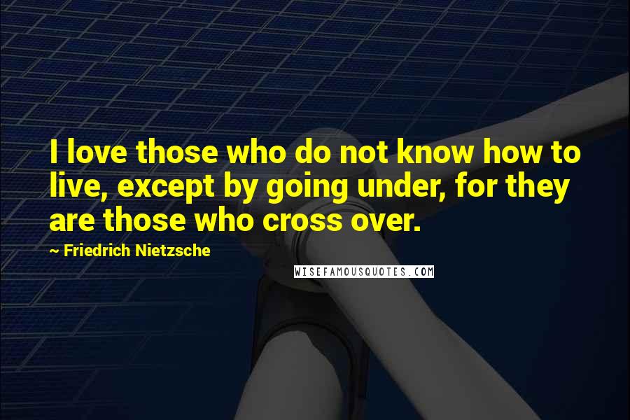 Friedrich Nietzsche Quotes: I love those who do not know how to live, except by going under, for they are those who cross over.