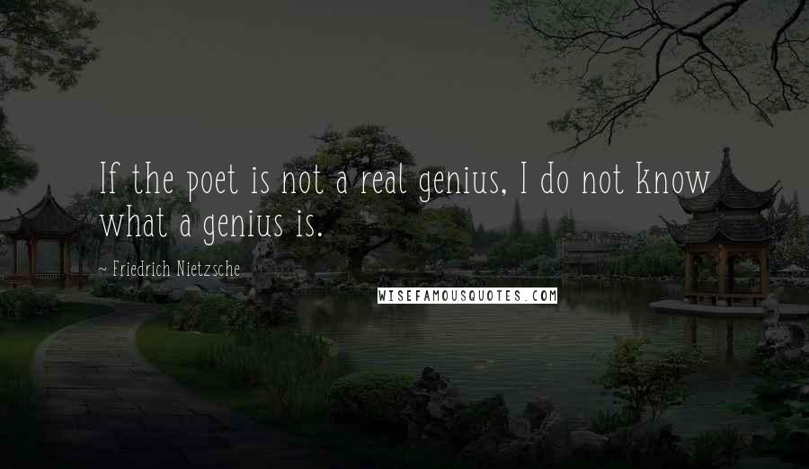 Friedrich Nietzsche Quotes: If the poet is not a real genius, I do not know what a genius is.