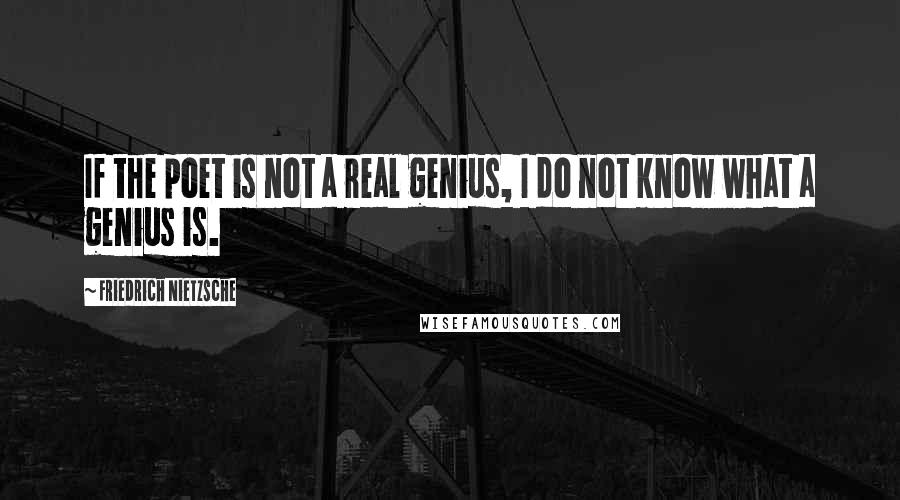 Friedrich Nietzsche Quotes: If the poet is not a real genius, I do not know what a genius is.