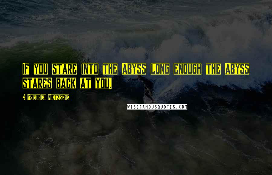 Friedrich Nietzsche Quotes: If you stare into the Abyss long enough the Abyss stares back at you.