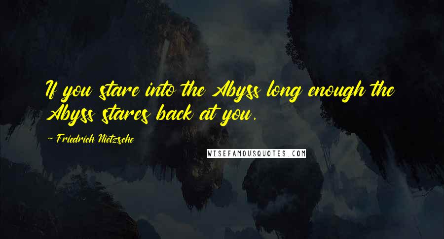 Friedrich Nietzsche Quotes: If you stare into the Abyss long enough the Abyss stares back at you.