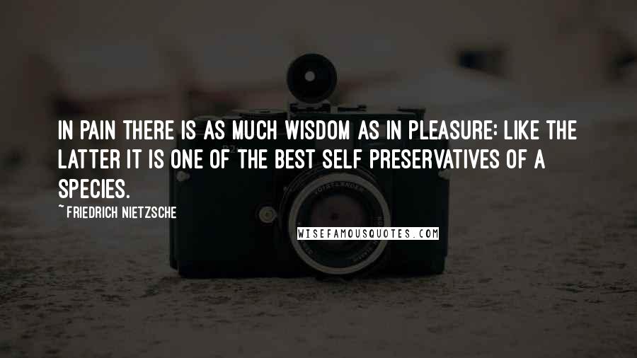 Friedrich Nietzsche Quotes: In pain there is as much wisdom as in pleasure: like the latter it is one of the best self preservatives of a species.