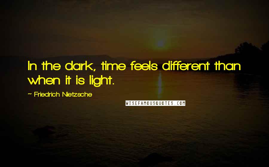 Friedrich Nietzsche Quotes: In the dark, time feels different than when it is light.