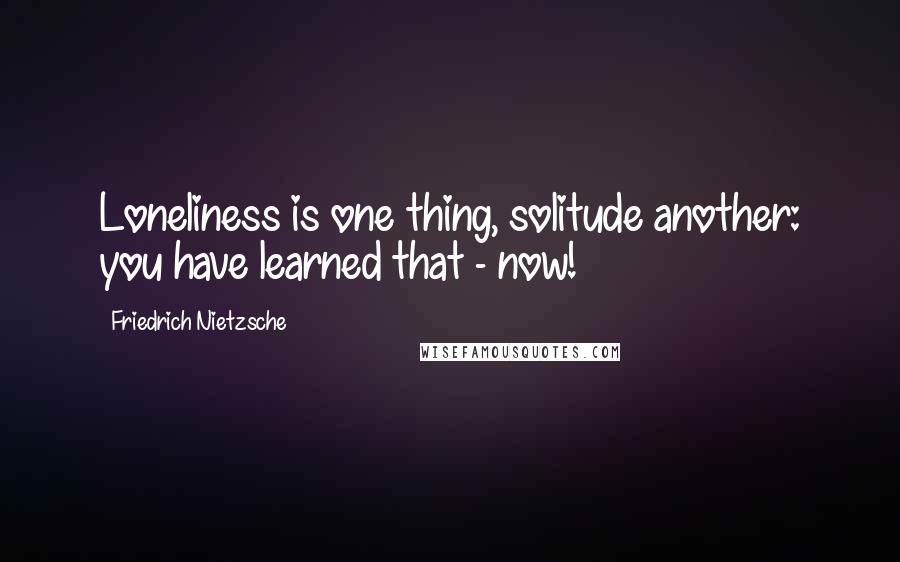 Friedrich Nietzsche Quotes: Loneliness is one thing, solitude another: you have learned that - now!
