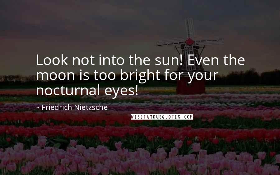 Friedrich Nietzsche Quotes: Look not into the sun! Even the moon is too bright for your nocturnal eyes!