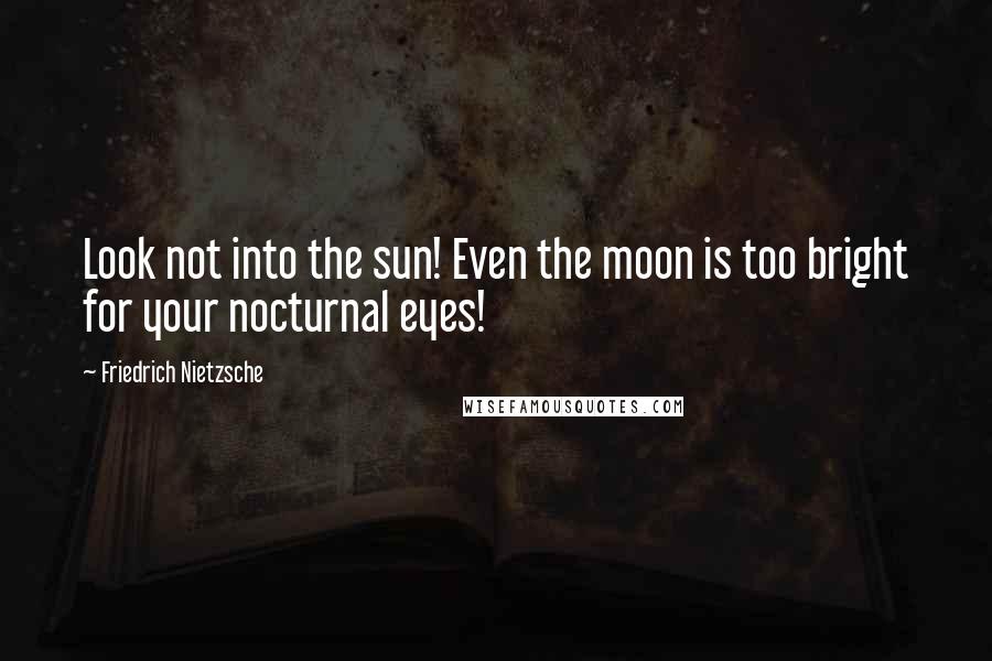 Friedrich Nietzsche Quotes: Look not into the sun! Even the moon is too bright for your nocturnal eyes!