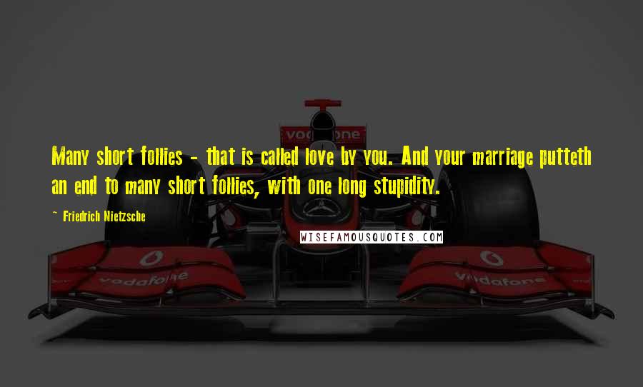 Friedrich Nietzsche Quotes: Many short follies - that is called love by you. And your marriage putteth an end to many short follies, with one long stupidity.