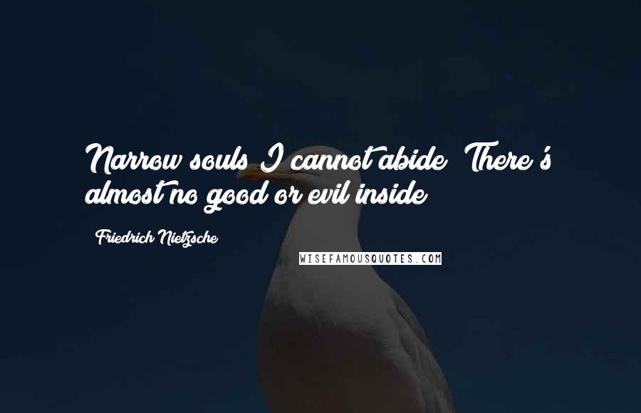 Friedrich Nietzsche Quotes: Narrow souls I cannot abide; There's almost no good or evil inside
