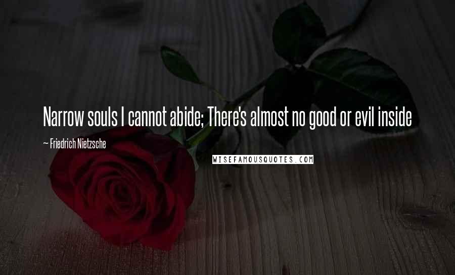 Friedrich Nietzsche Quotes: Narrow souls I cannot abide; There's almost no good or evil inside