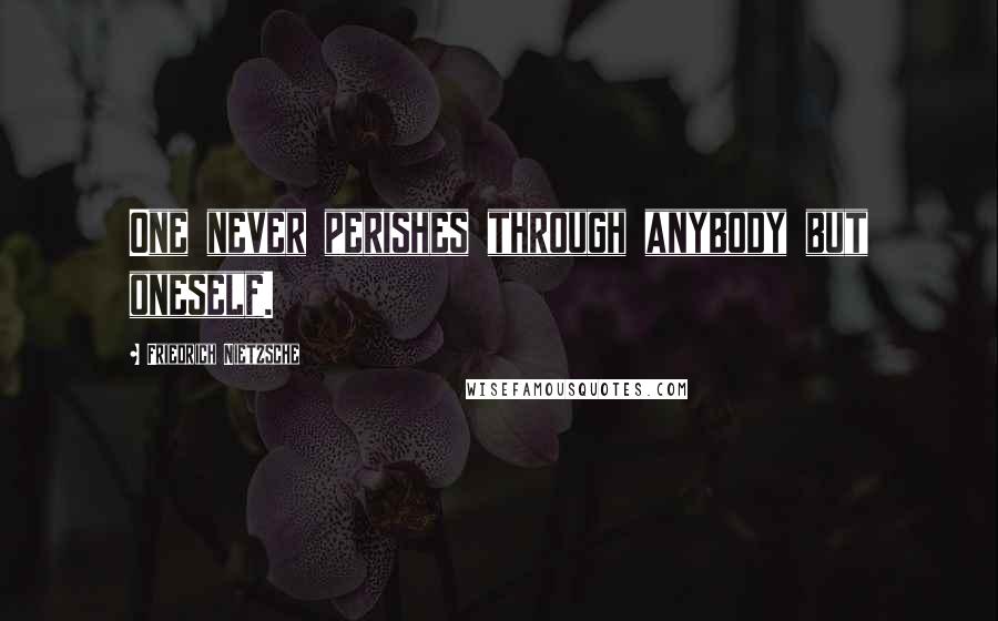 Friedrich Nietzsche Quotes: One never perishes through anybody but oneself.