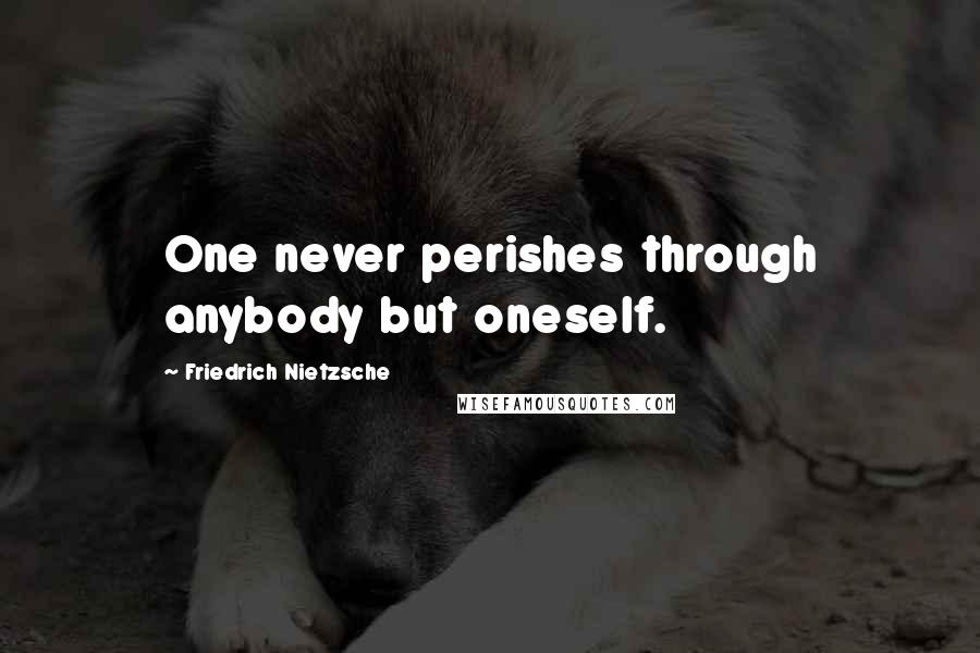 Friedrich Nietzsche Quotes: One never perishes through anybody but oneself.
