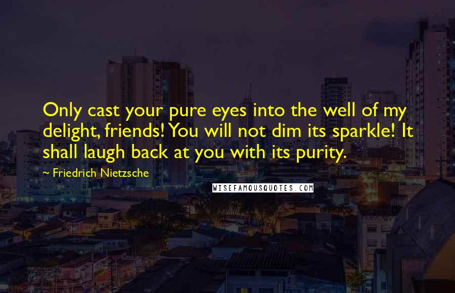 Friedrich Nietzsche Quotes: Only cast your pure eyes into the well of my delight, friends! You will not dim its sparkle! It shall laugh back at you with its purity.