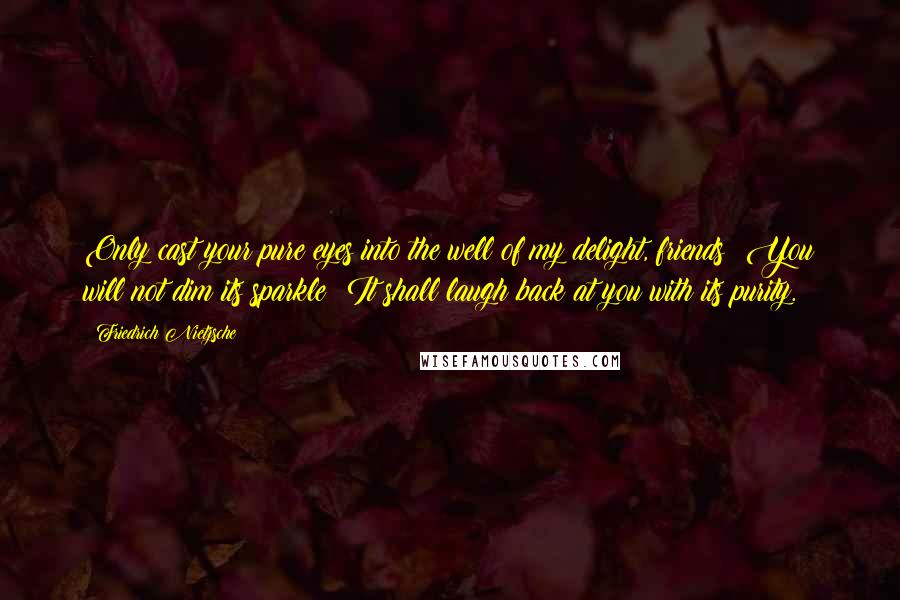 Friedrich Nietzsche Quotes: Only cast your pure eyes into the well of my delight, friends! You will not dim its sparkle! It shall laugh back at you with its purity.
