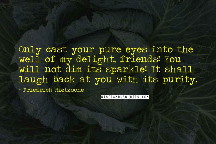 Friedrich Nietzsche Quotes: Only cast your pure eyes into the well of my delight, friends! You will not dim its sparkle! It shall laugh back at you with its purity.