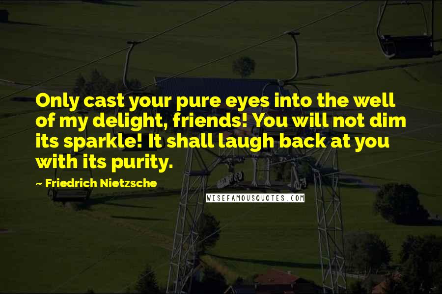 Friedrich Nietzsche Quotes: Only cast your pure eyes into the well of my delight, friends! You will not dim its sparkle! It shall laugh back at you with its purity.