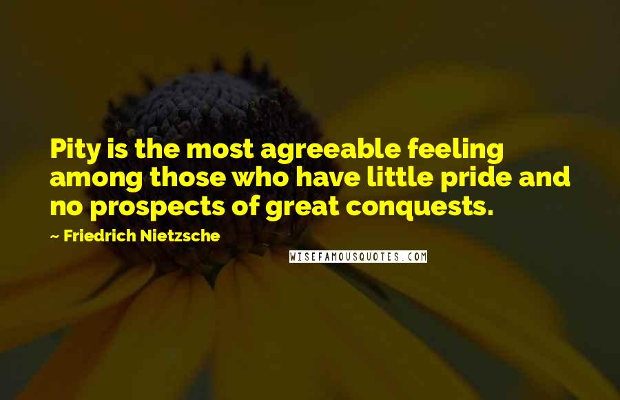 Friedrich Nietzsche Quotes: Pity is the most agreeable feeling among those who have little pride and no prospects of great conquests.