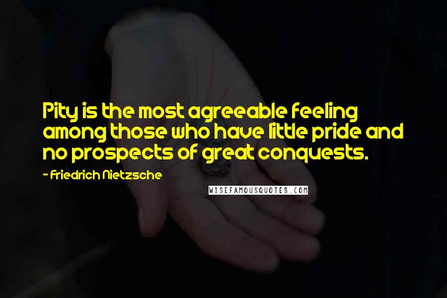 Friedrich Nietzsche Quotes: Pity is the most agreeable feeling among those who have little pride and no prospects of great conquests.