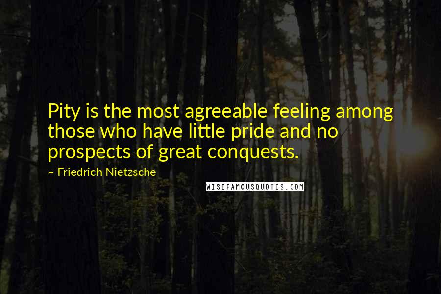 Friedrich Nietzsche Quotes: Pity is the most agreeable feeling among those who have little pride and no prospects of great conquests.