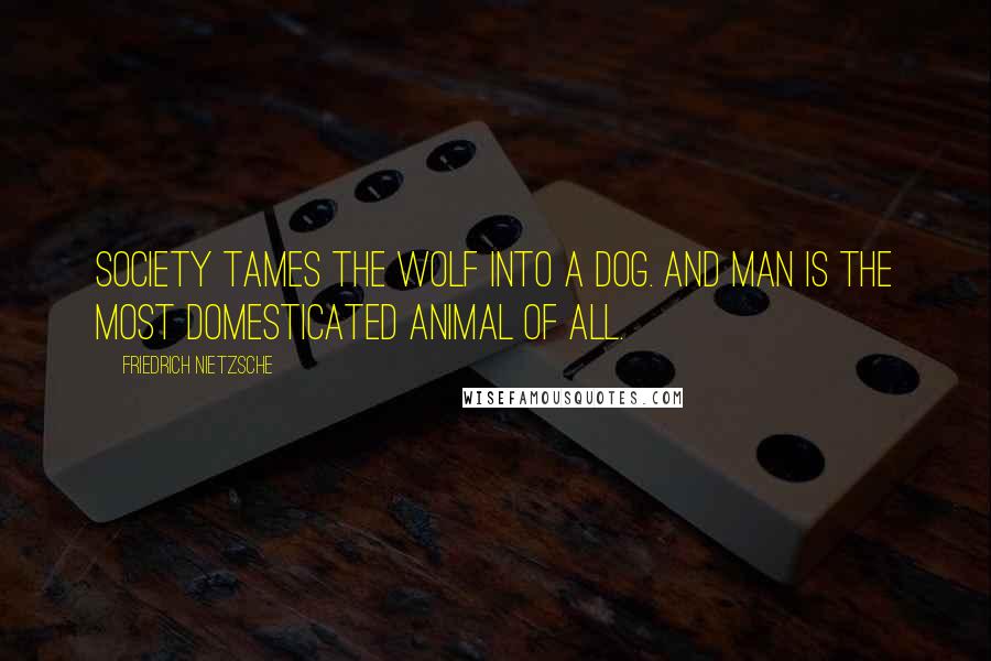 Friedrich Nietzsche Quotes: Society tames the wolf into a dog. And man is the most domesticated animal of all.