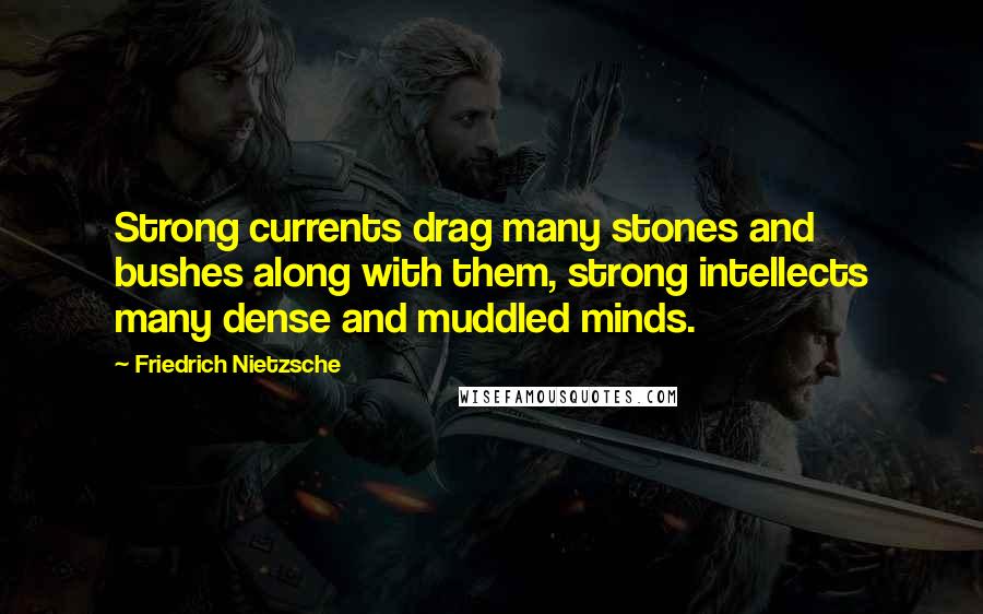 Friedrich Nietzsche Quotes: Strong currents drag many stones and bushes along with them, strong intellects many dense and muddled minds.