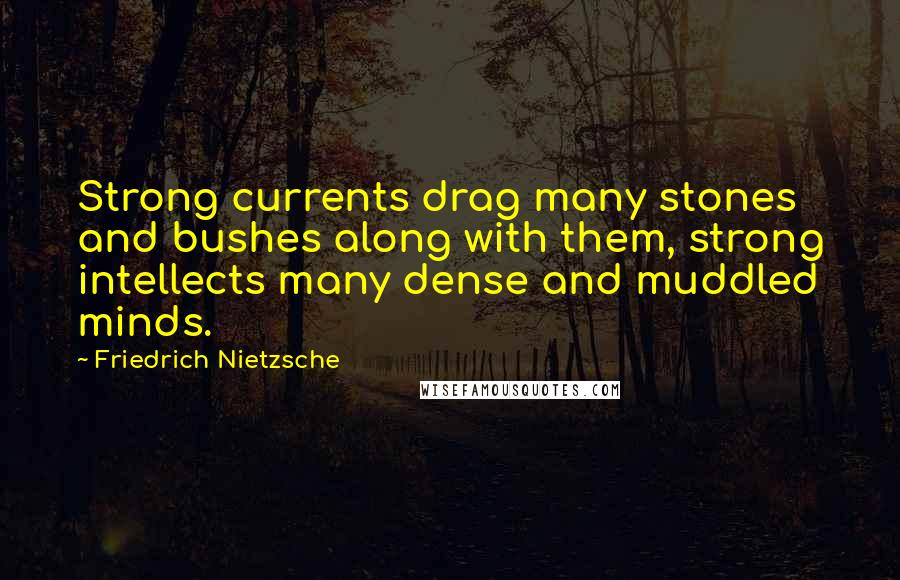 Friedrich Nietzsche Quotes: Strong currents drag many stones and bushes along with them, strong intellects many dense and muddled minds.