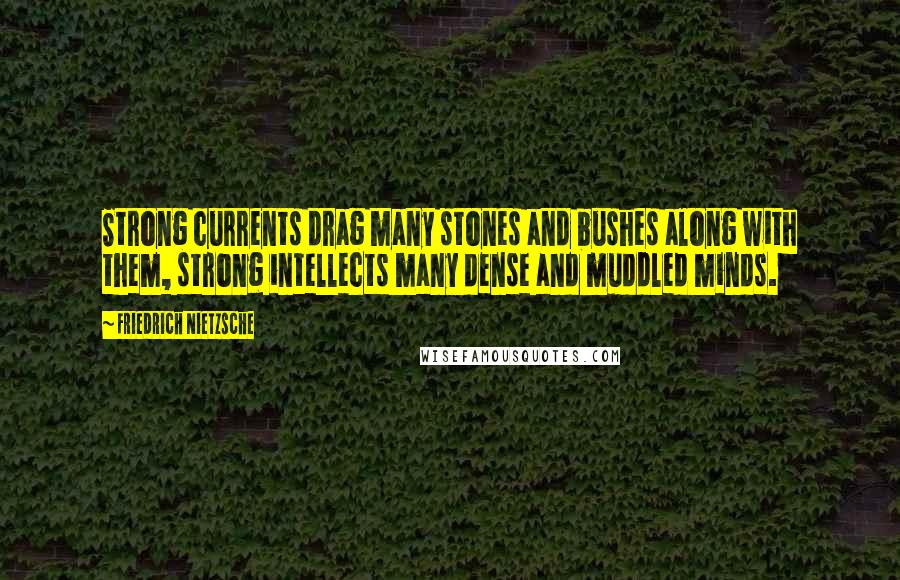 Friedrich Nietzsche Quotes: Strong currents drag many stones and bushes along with them, strong intellects many dense and muddled minds.