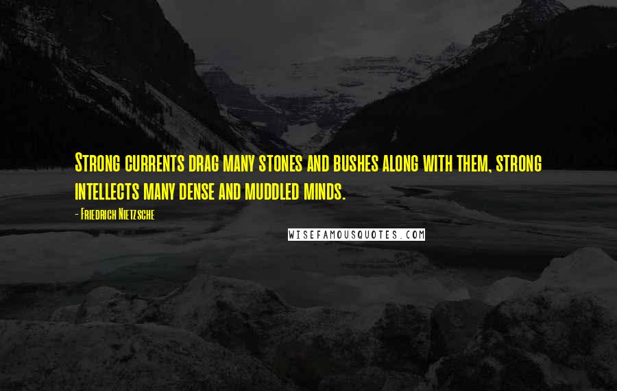 Friedrich Nietzsche Quotes: Strong currents drag many stones and bushes along with them, strong intellects many dense and muddled minds.