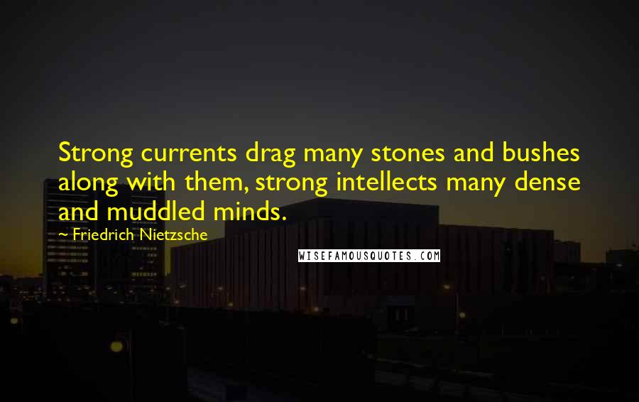 Friedrich Nietzsche Quotes: Strong currents drag many stones and bushes along with them, strong intellects many dense and muddled minds.