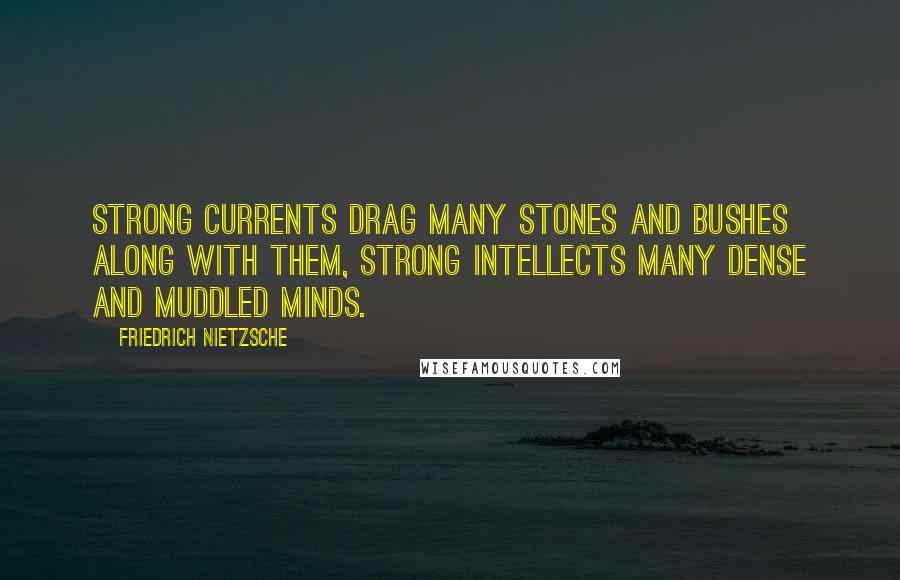 Friedrich Nietzsche Quotes: Strong currents drag many stones and bushes along with them, strong intellects many dense and muddled minds.