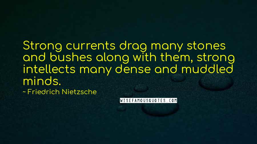 Friedrich Nietzsche Quotes: Strong currents drag many stones and bushes along with them, strong intellects many dense and muddled minds.